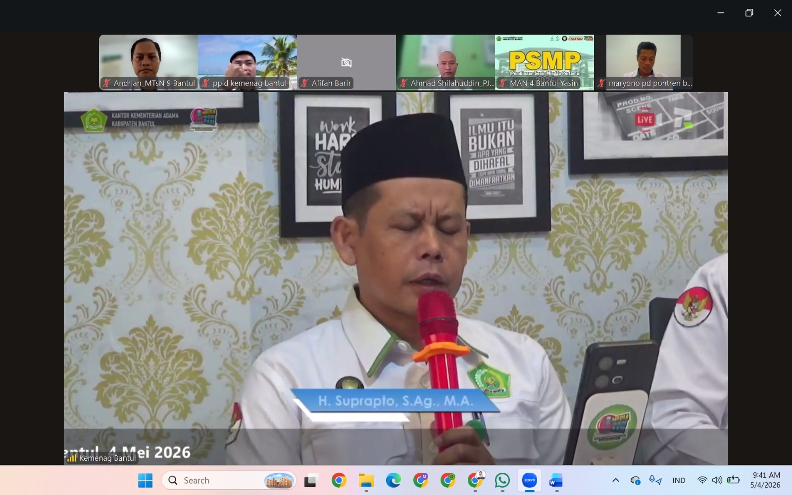 MTsN 9 Bantul Ikuti PSMP Kemenag Bantul Bulan Mei 2026